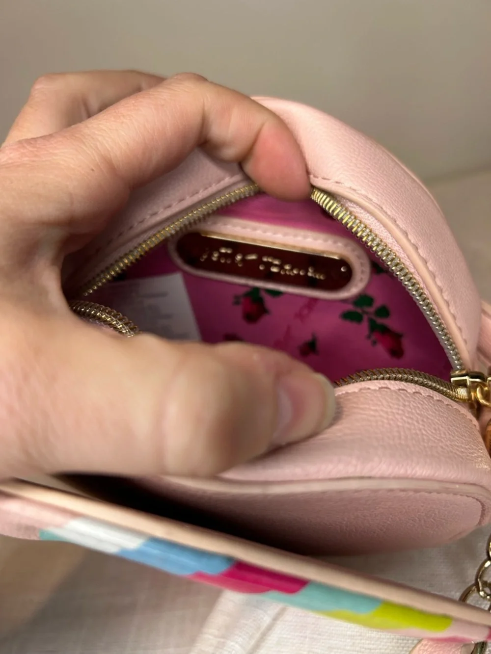 Betsey Johnson Candy Swirl Round Crossbody Bag in Pink & Multi-Color - Picture 7 of 11